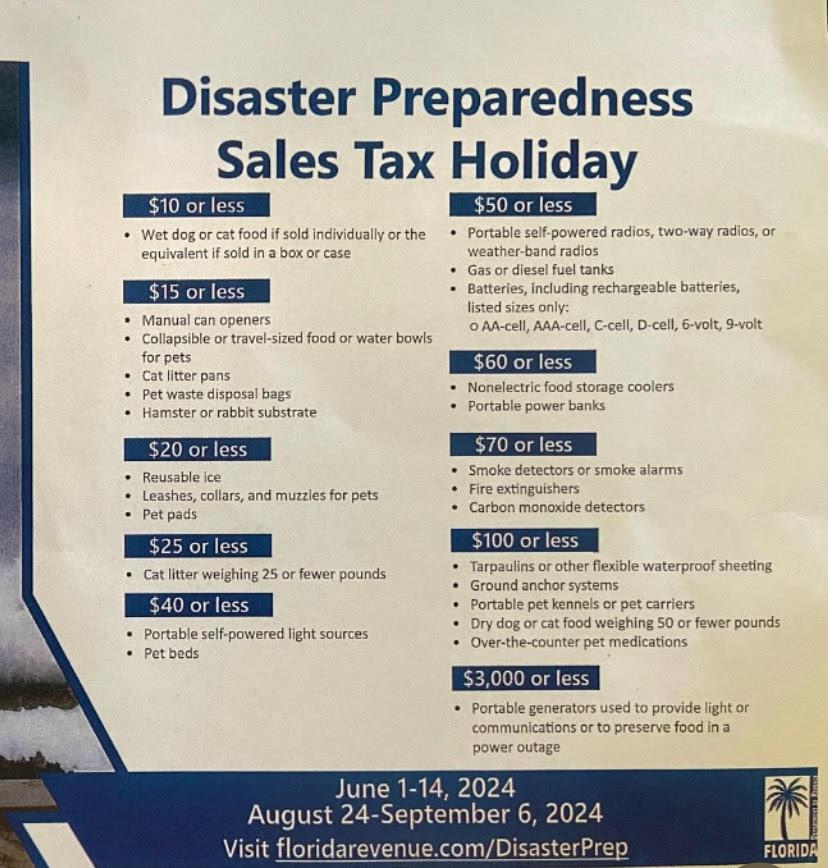 Disaster Preparedness tax holdiay items
